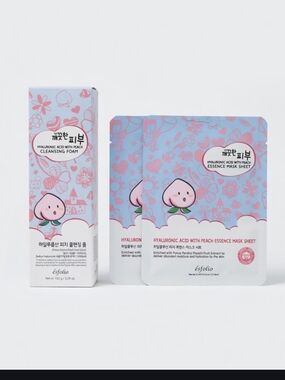 Hyaluronic Acid with Peach Cleansing Foam & Essence Mask Set